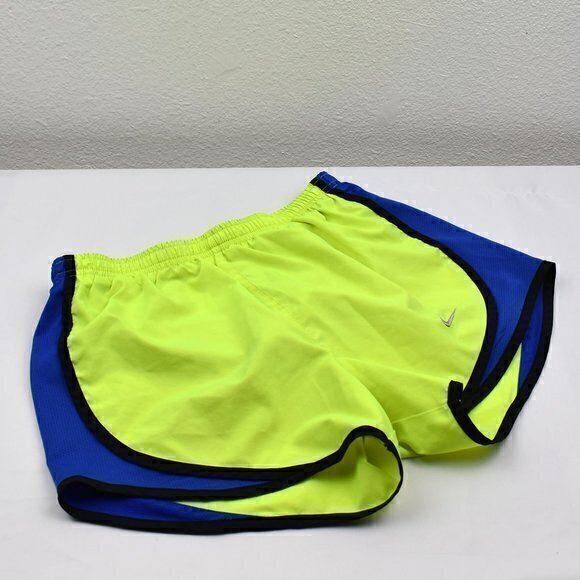 Nike Dri-Fit Running Shorts Size X-Small Color Neon Yellow/Blue/Black GUC‎ - Picture 1 of 6